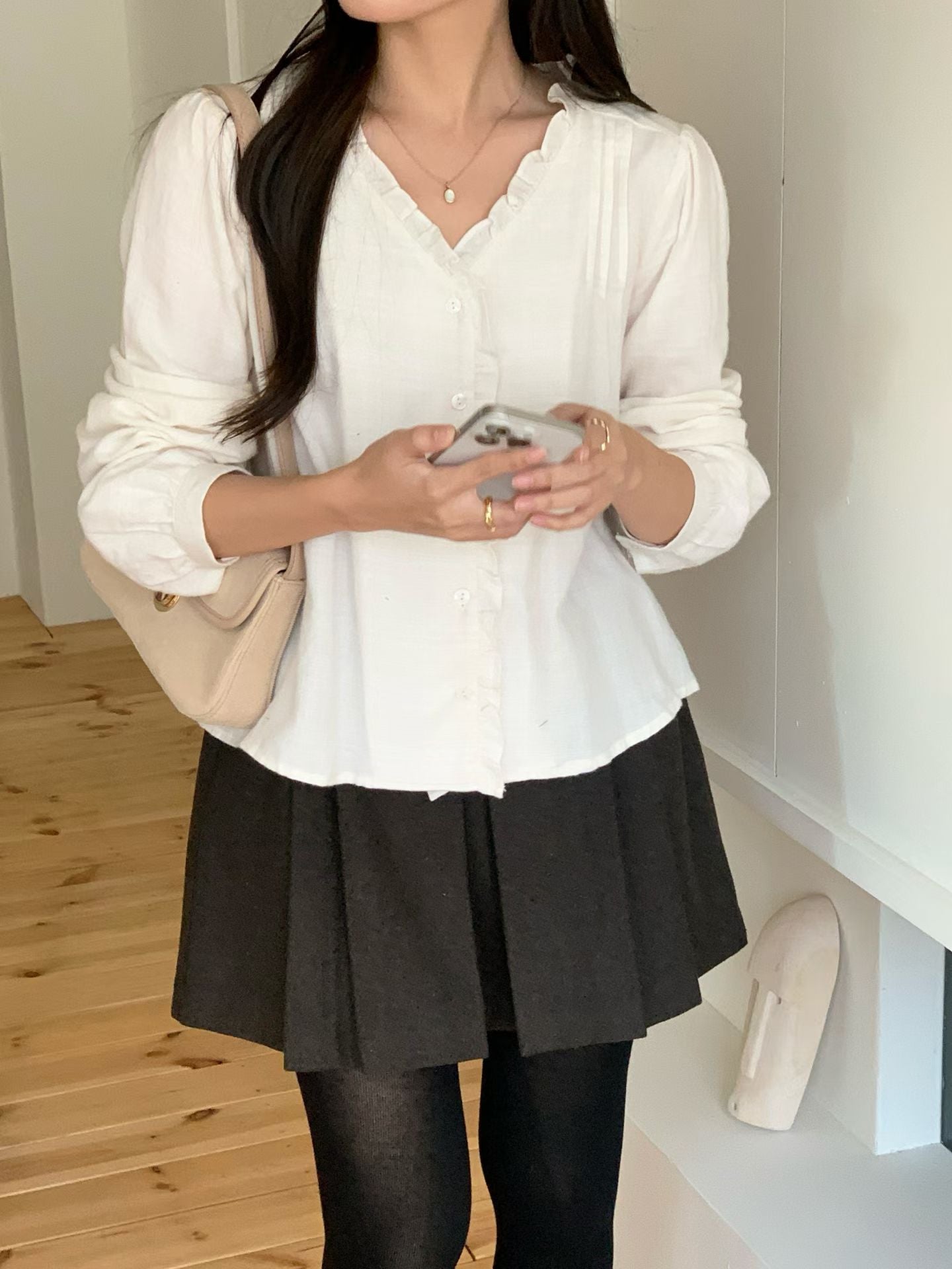 Plie frill gimo blouse-2col