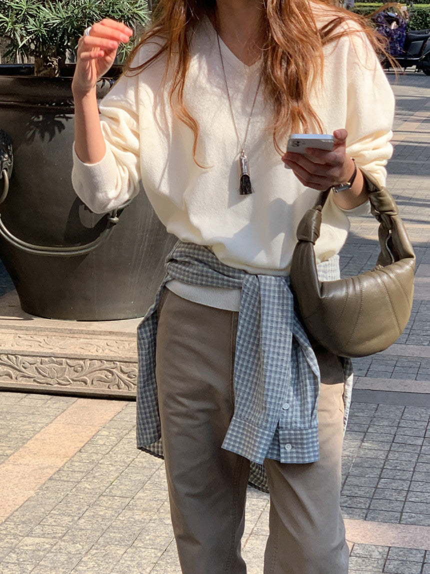 Adele wholegar cash v-neck knit-5col