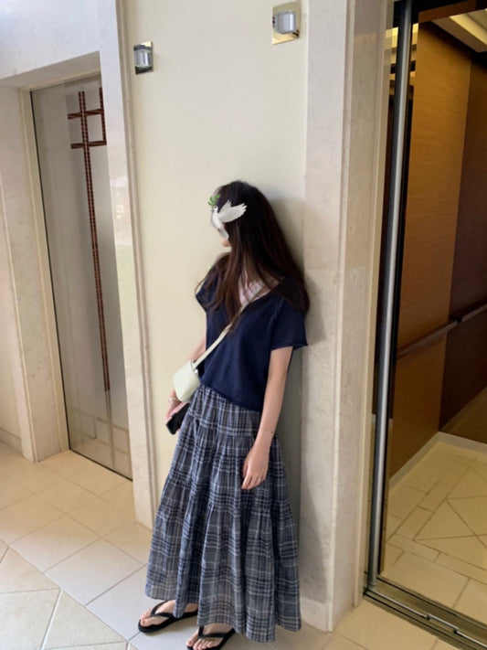 Alpha check skirt-2col