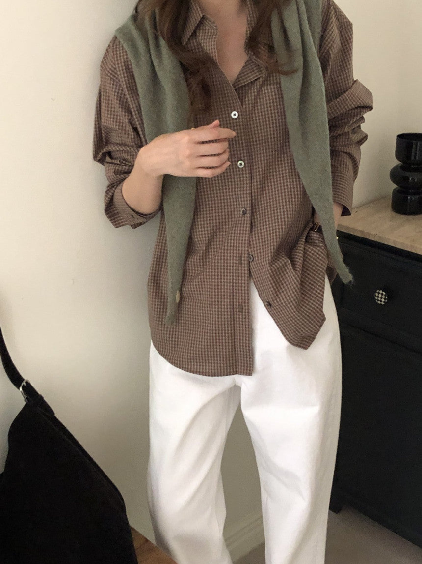 Velour pitch check shirt-2col