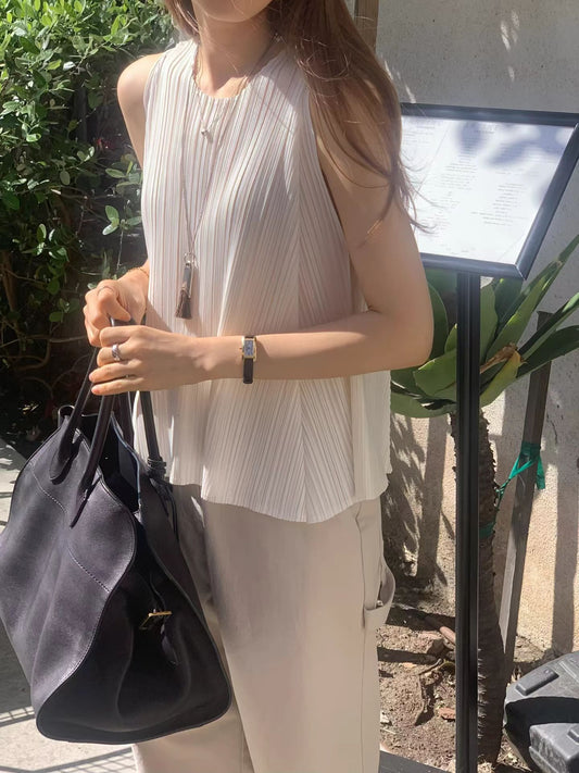 Ounce round pleated sleeveless-3col