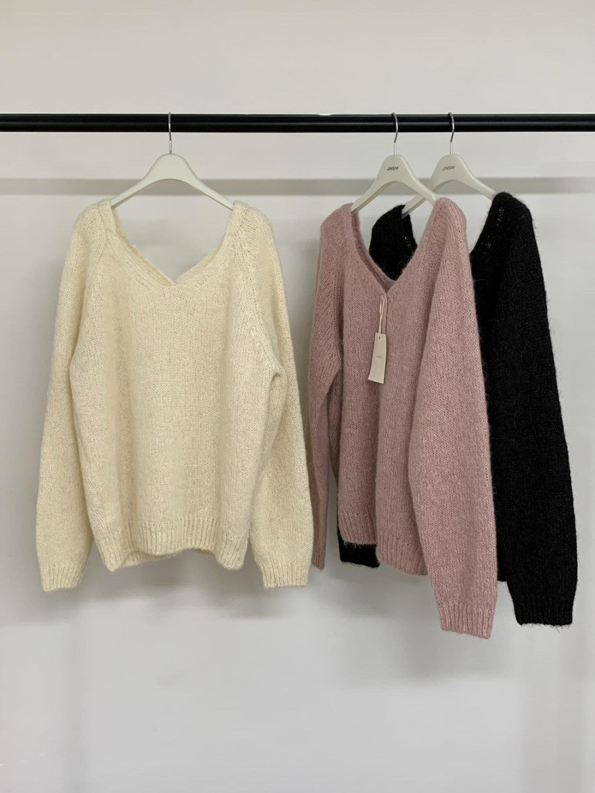 Pony wool 2way v-knit cardigan-3col