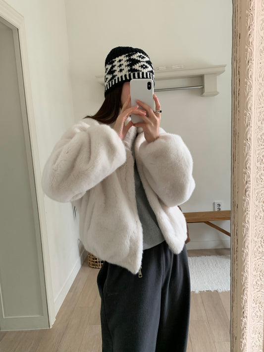 Mink fur zip up-3col