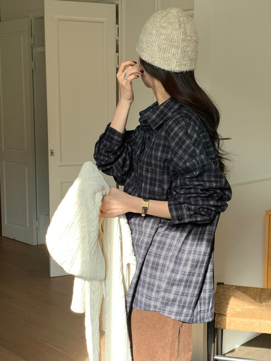 tan check gimo shirt-3col