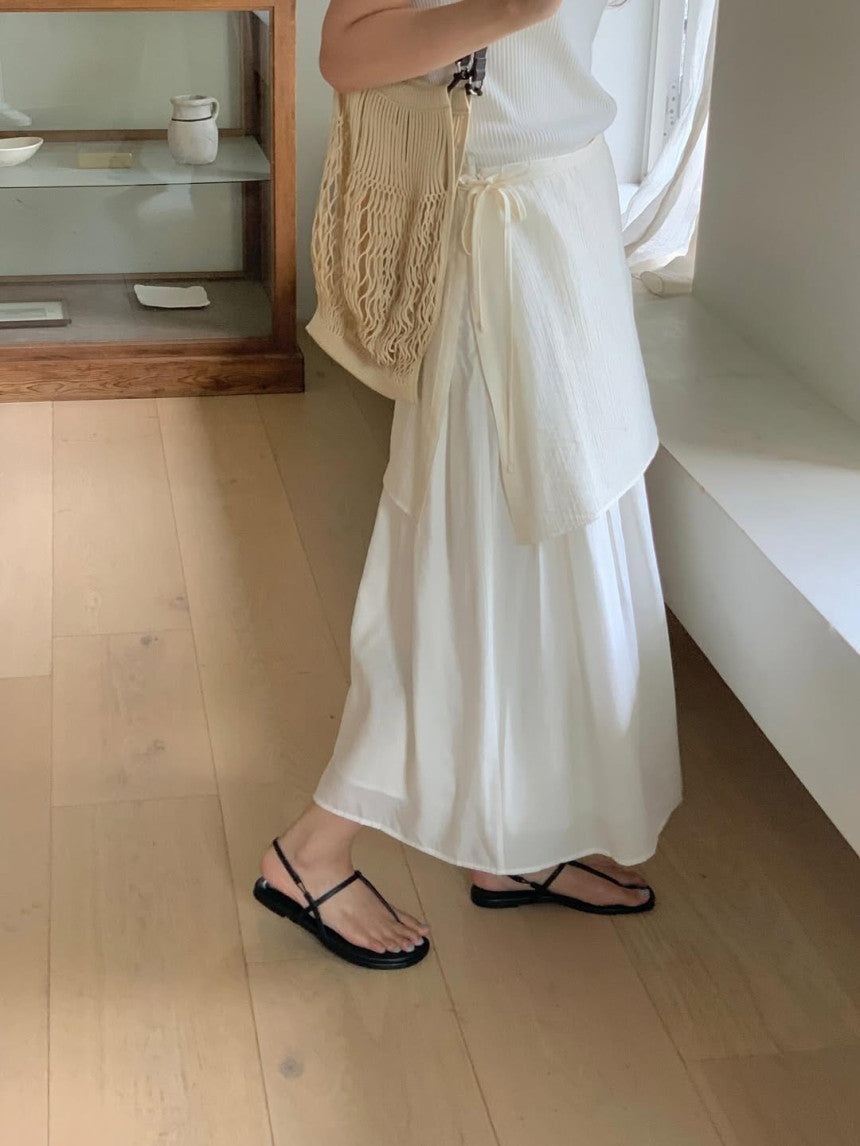 Butter rayered wrap skirt-3col