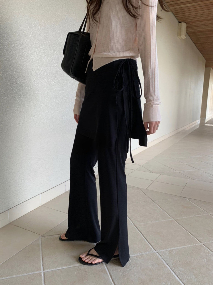 black wrap pants set