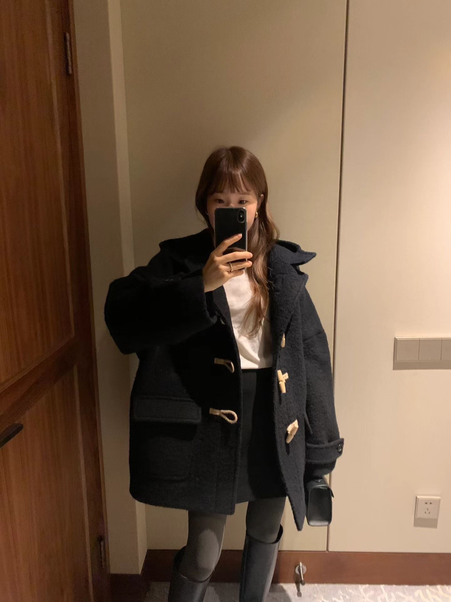 Ounce baby alpaca hood duffel coat-2col