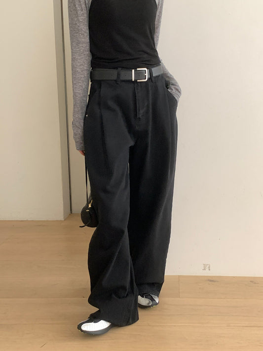 pintuck wide denim