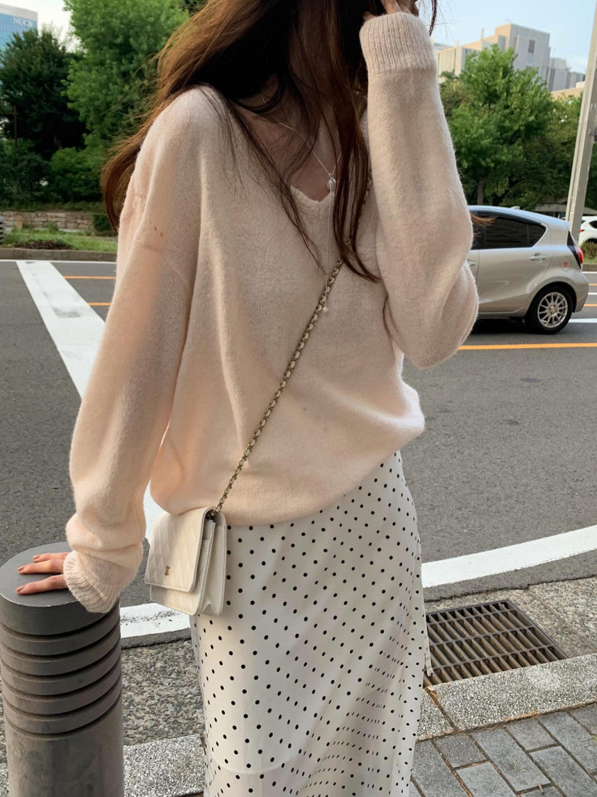Vov v neck alpaca knit-3col