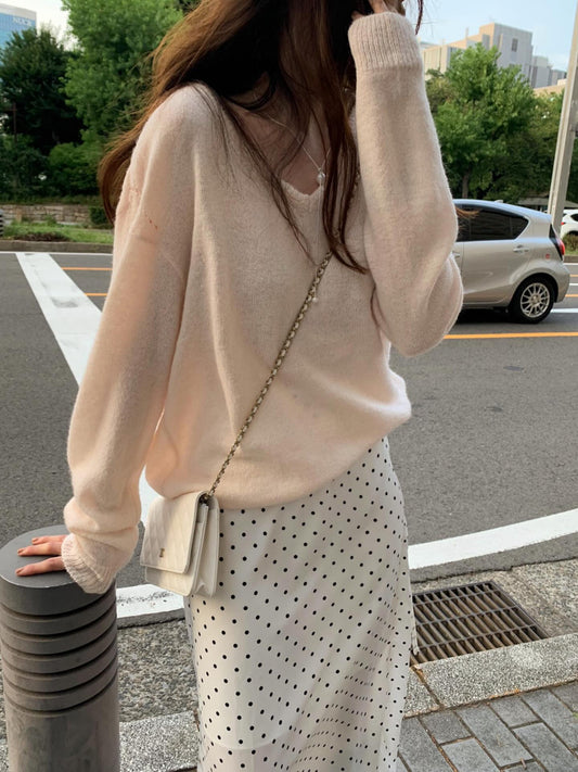Vov v neck alpaca knit-3col
