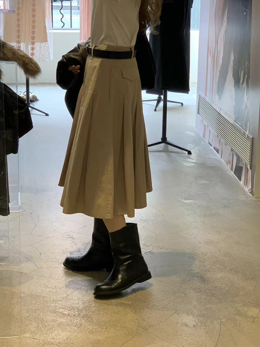 Ounce pocket pleats skirt-2col
