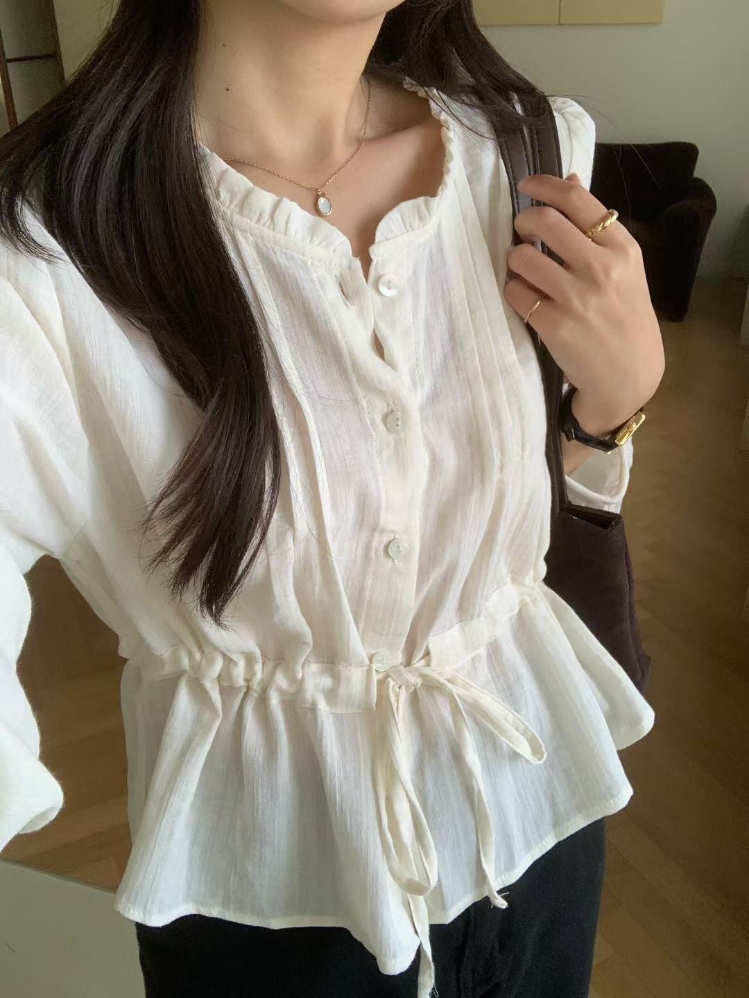 Autumn frill blouse-3col