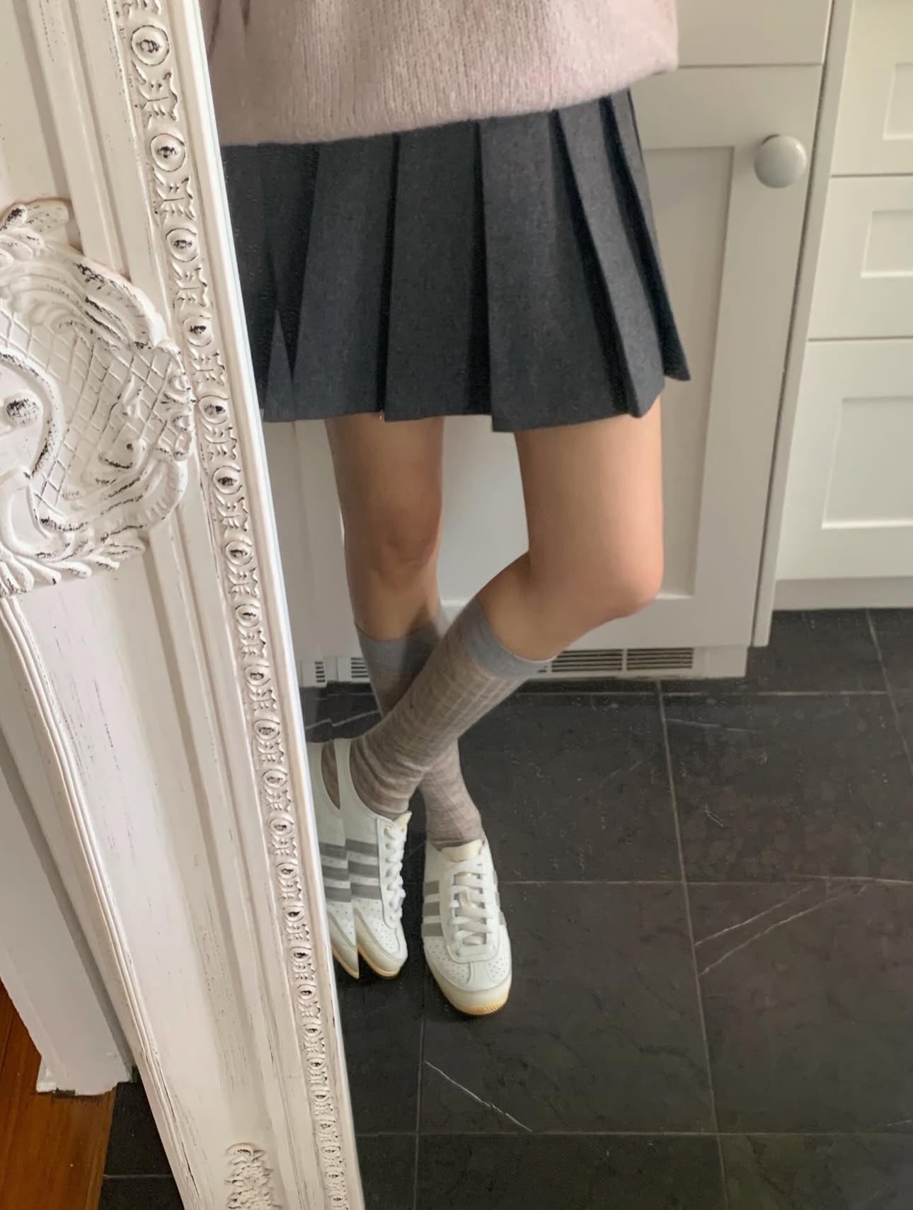 liter venity wool pleats skirt-2col