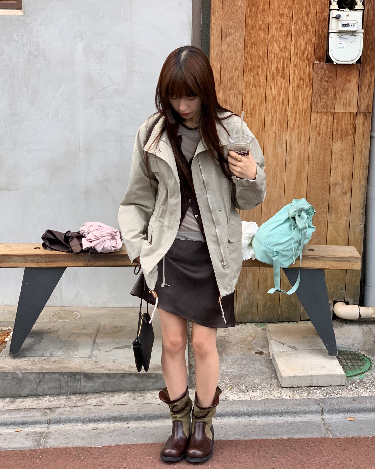 maison vintage cotton high-neck jacket-3col