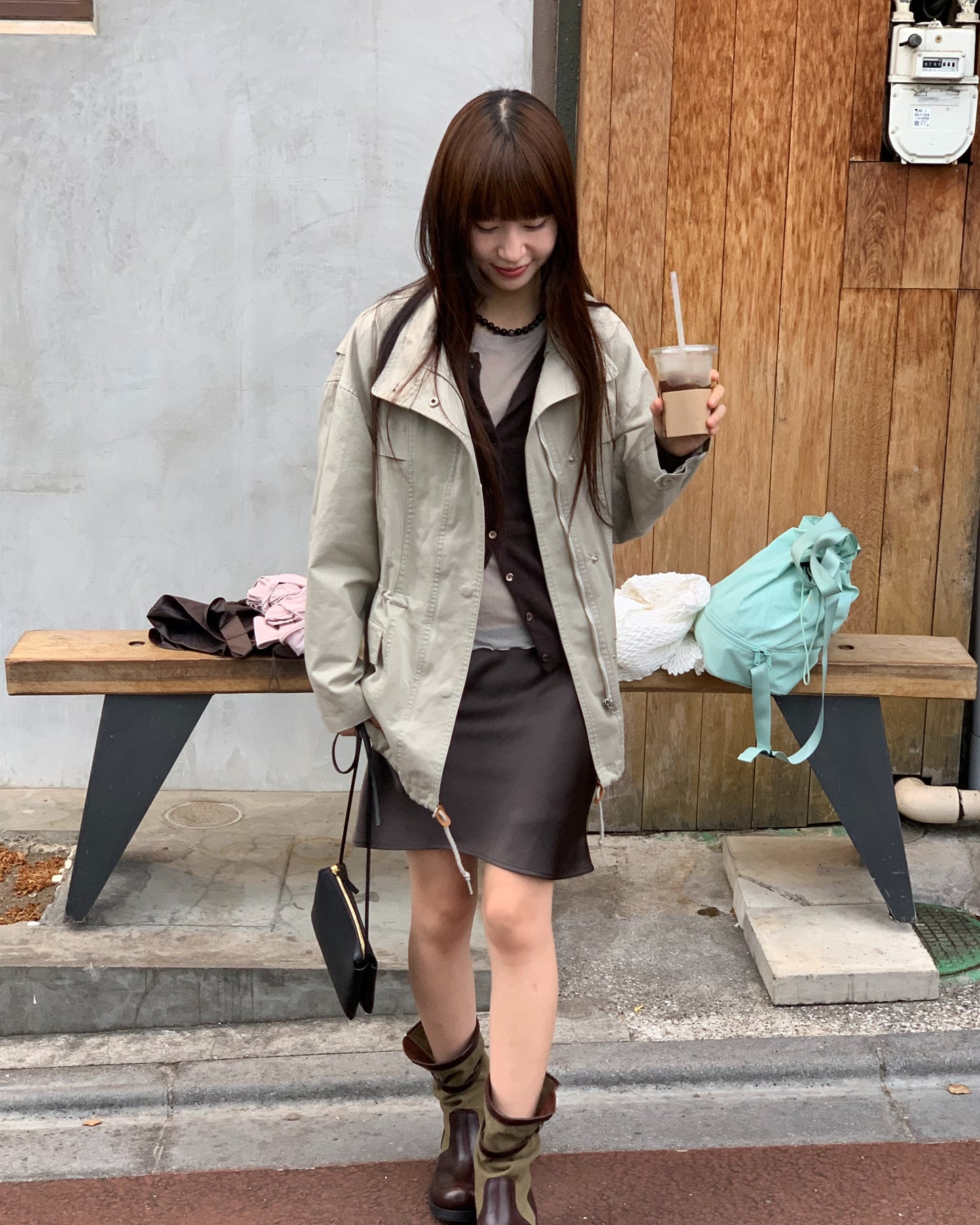 maison vintage cotton high-neck jacket-3col