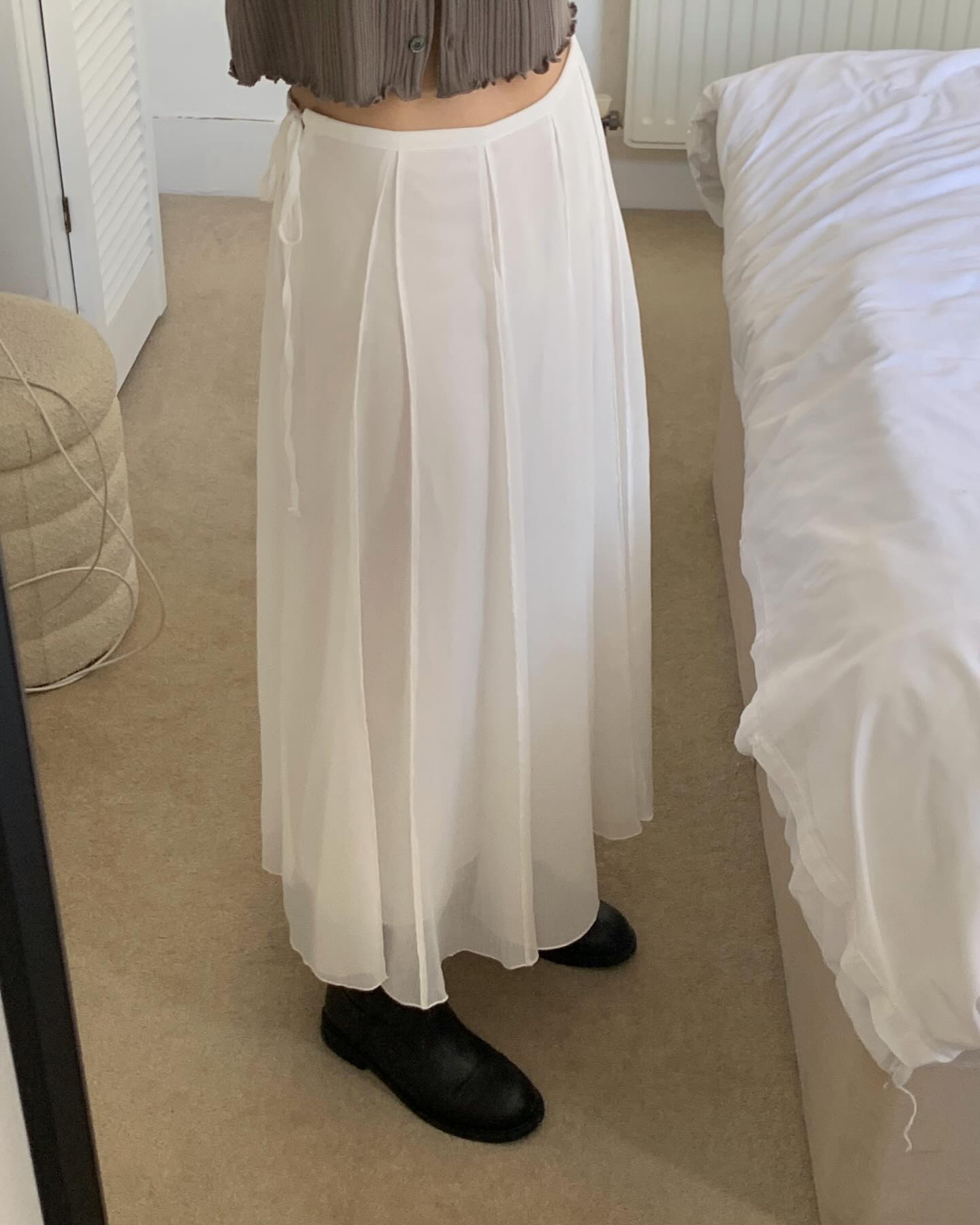 liter letter chiffon slit skirt-2col