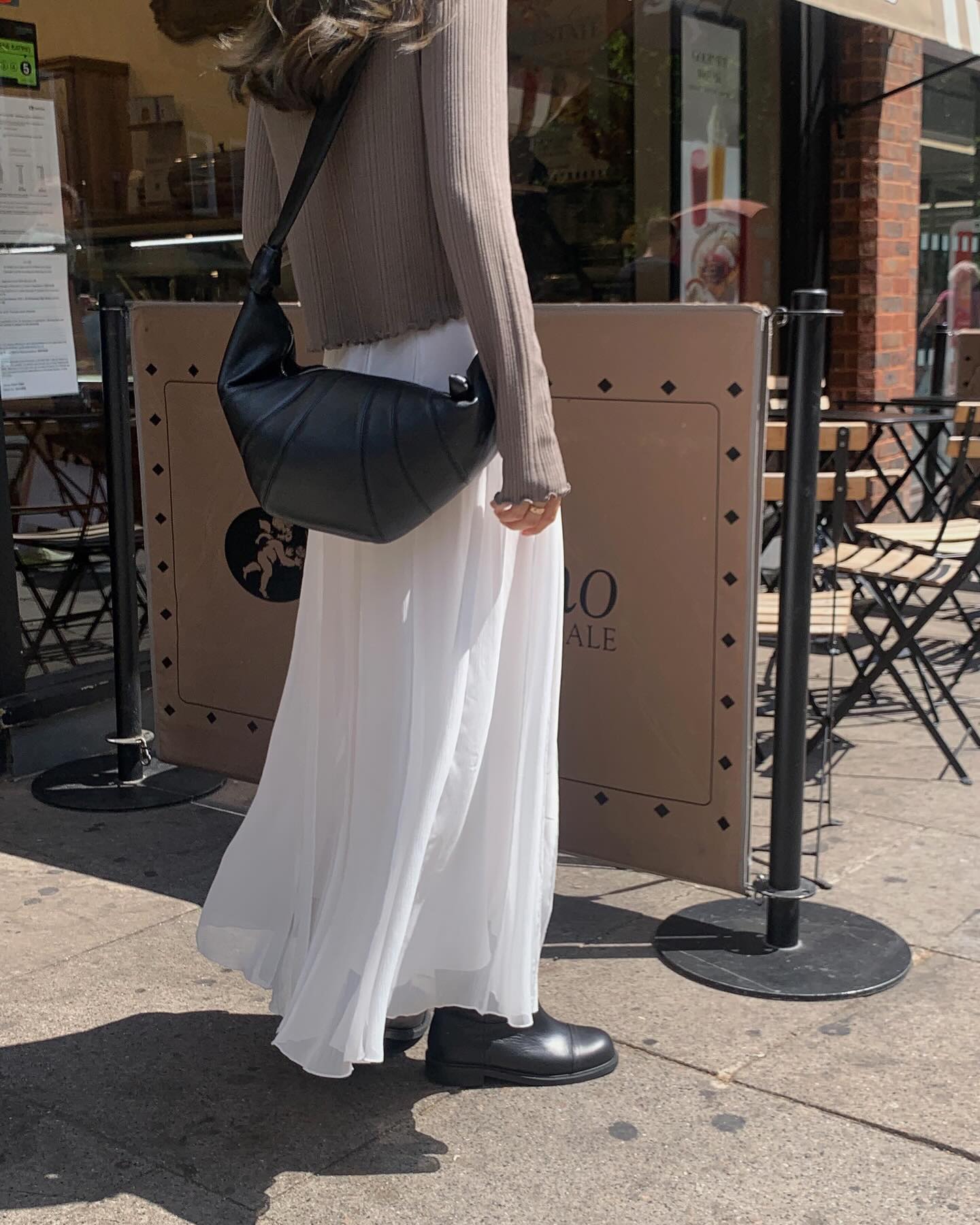 liter letter chiffon slit skirt-2col