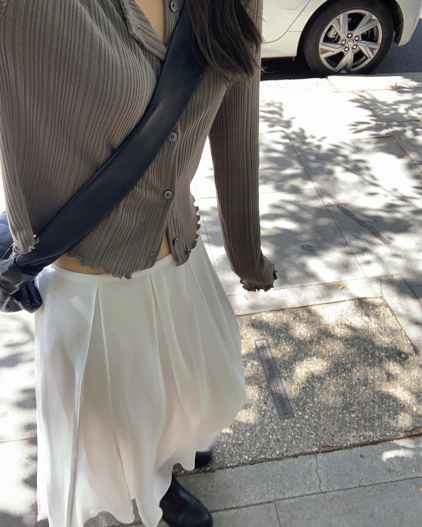 liter letter chiffon slit skirt-2col