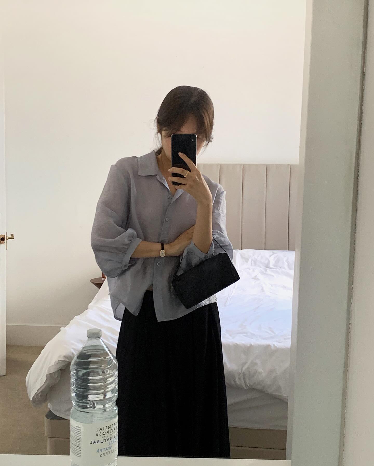 liter letter chiffon slit skirt-2col