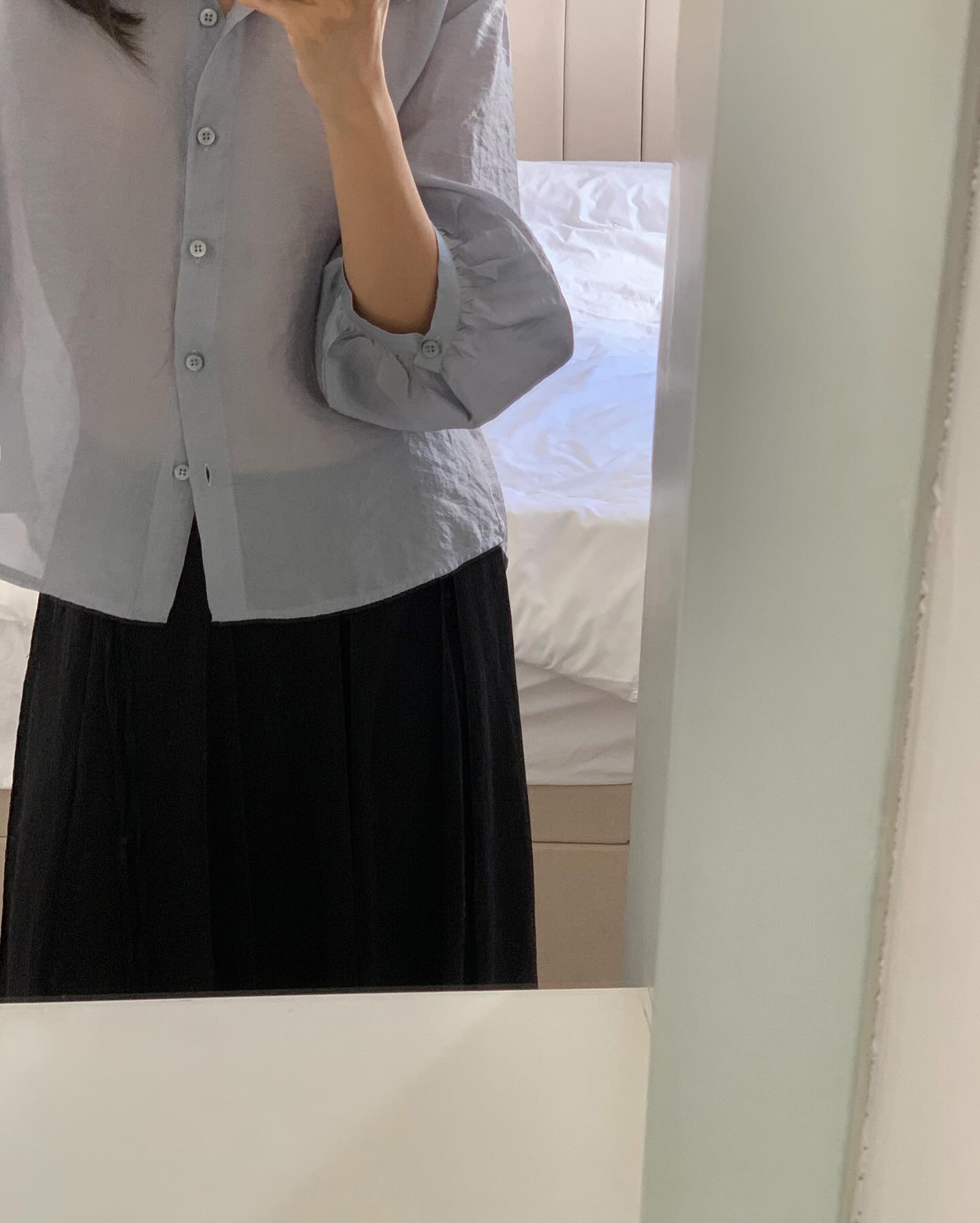 liter letter chiffon slit skirt-2col