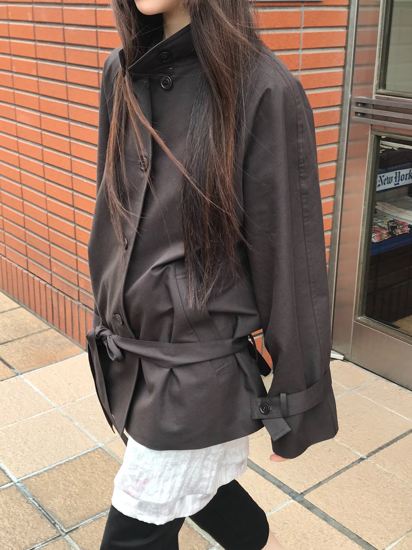 low-belted trench coat-2col