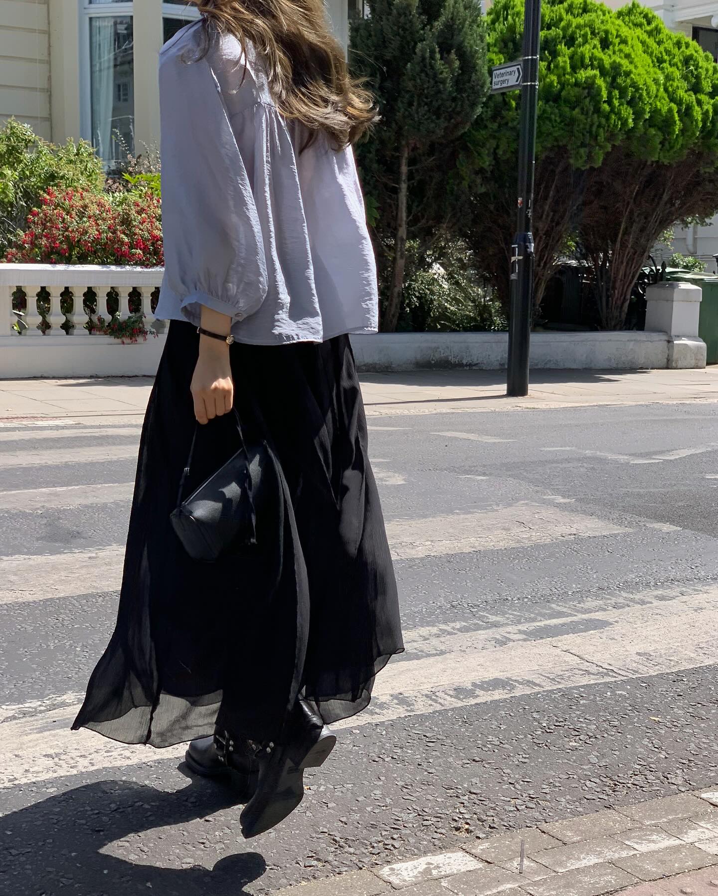 liter letter chiffon slit skirt-2col