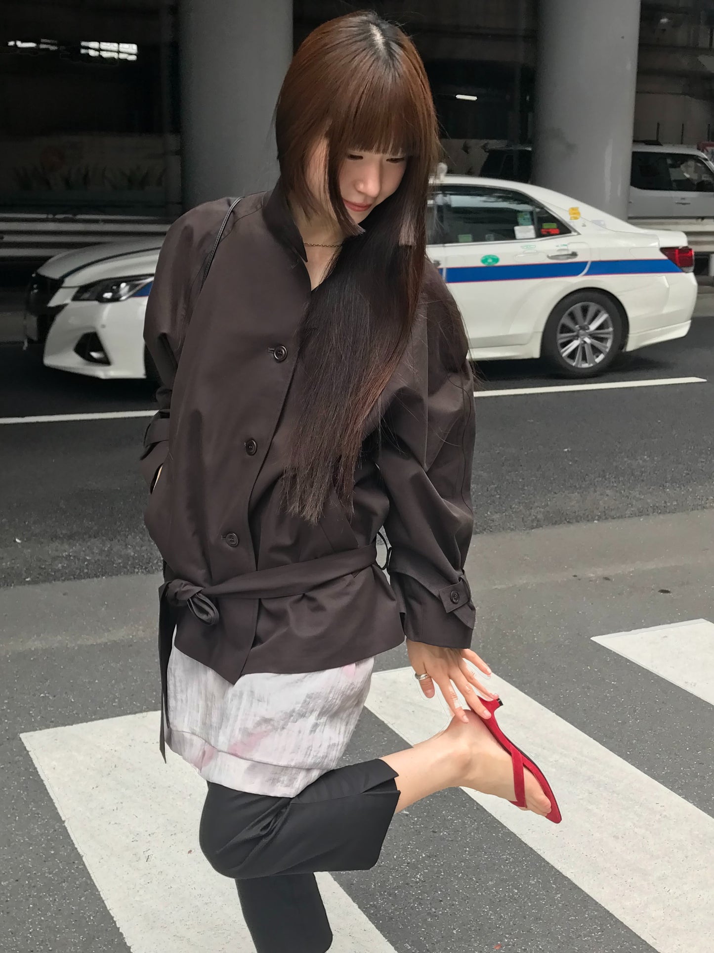 low-belted trench coat-2col