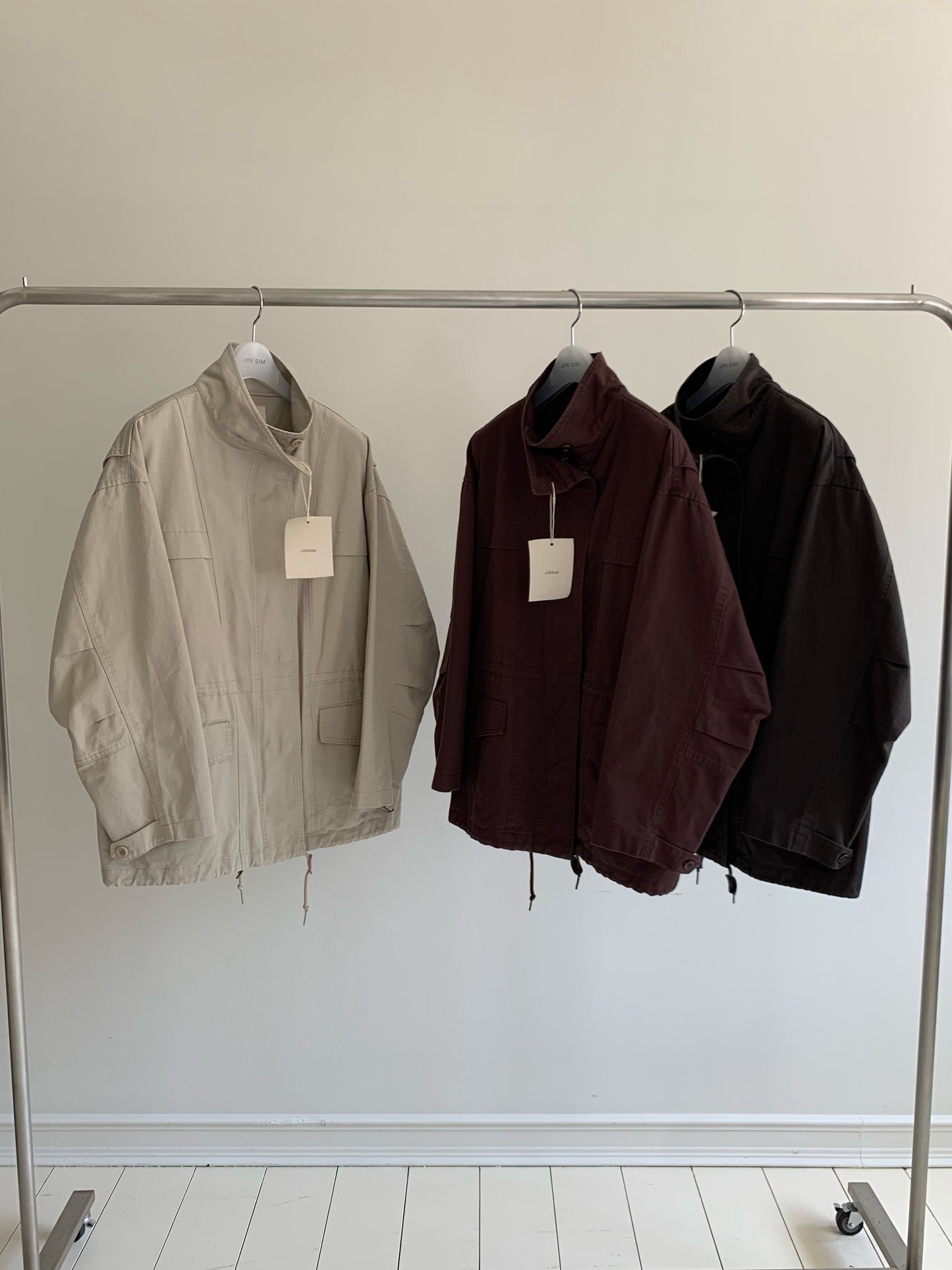 maison vintage cotton high-neck jacket-3col