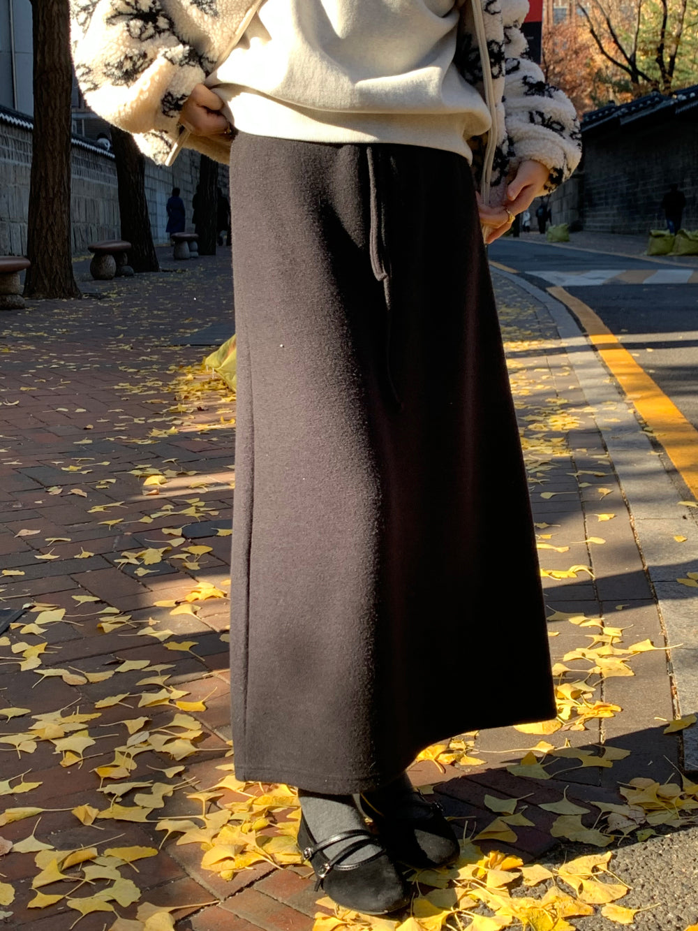 wool maxi skirt-3col