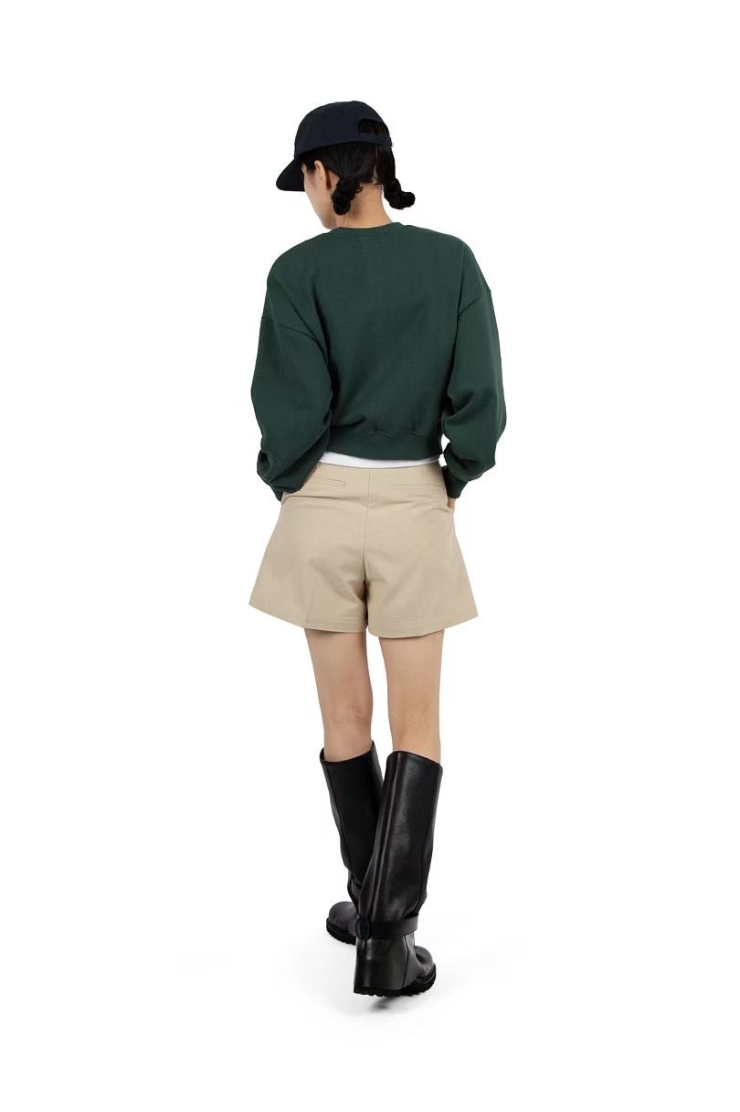 plat pintuck half pants-3col