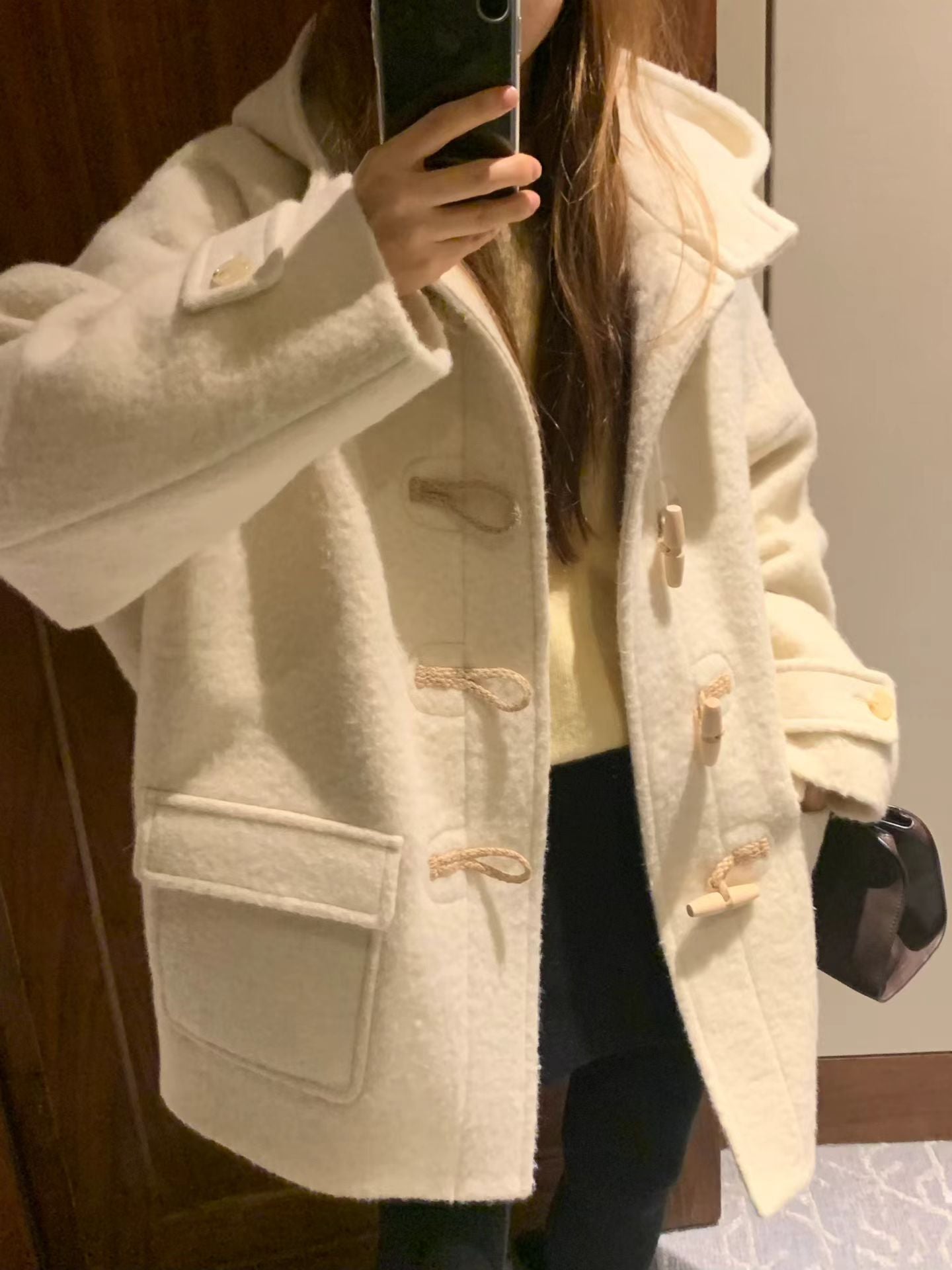 Ounce baby alpaca hood duffel coat-2col