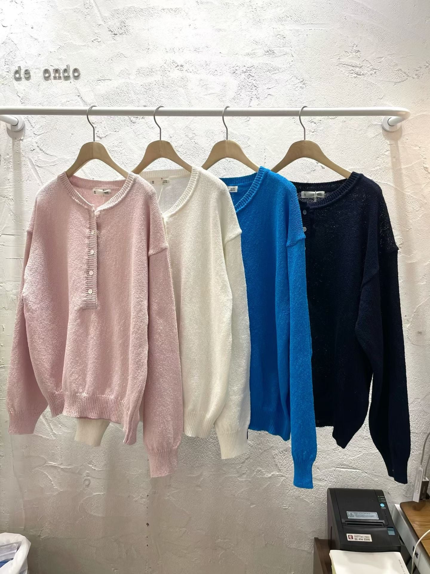 deondo henley neck loose knit-4col
