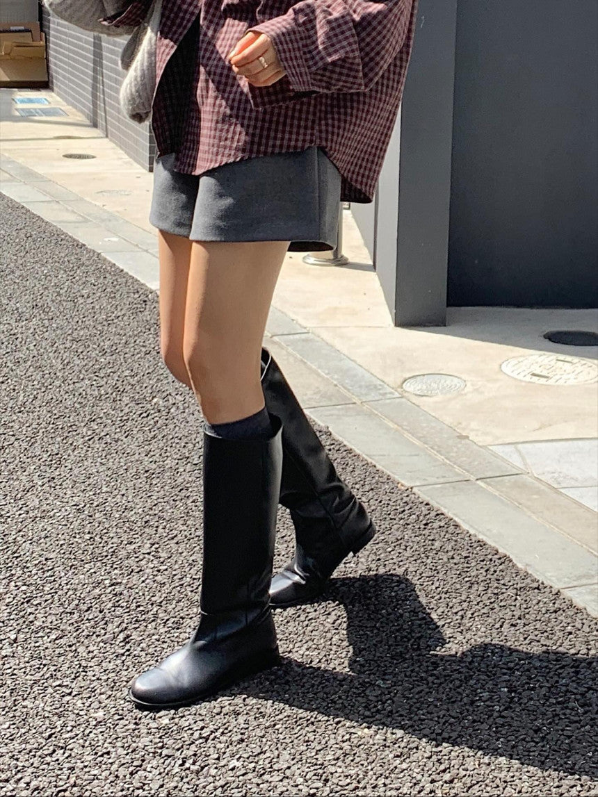 liter foe wool button shorts-2col