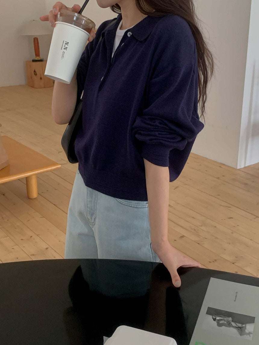 collar button knit-3col