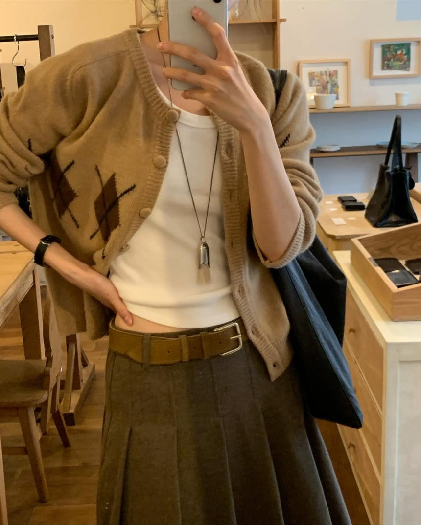 Argyle cardigan-3col