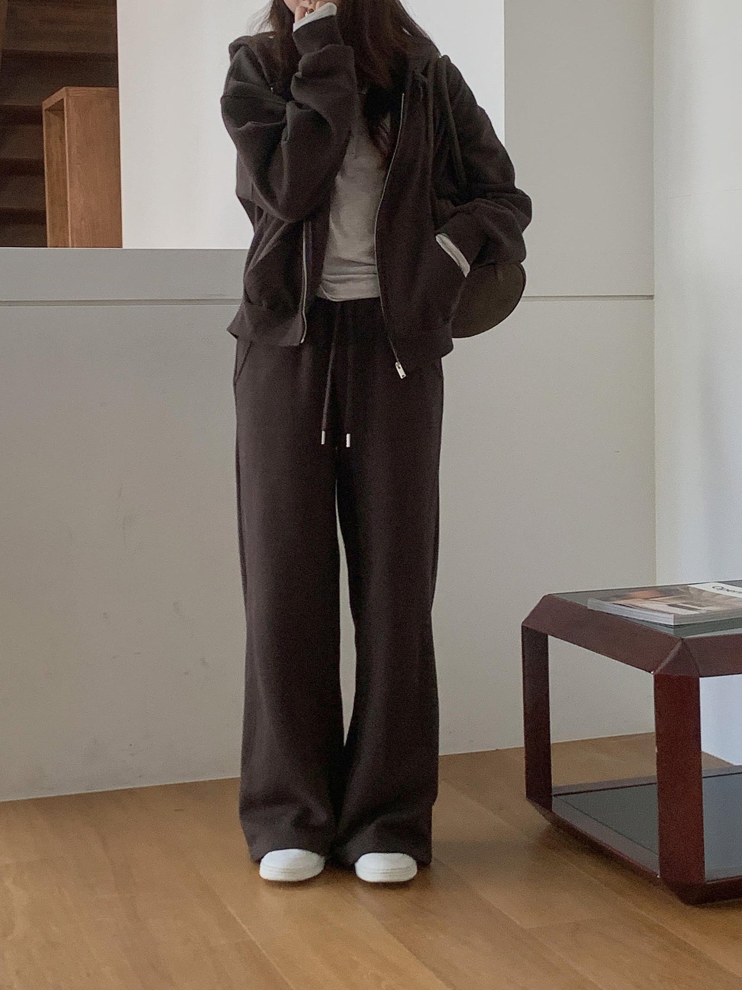 Essential gimo hood zip-up&pants&skirt-3col