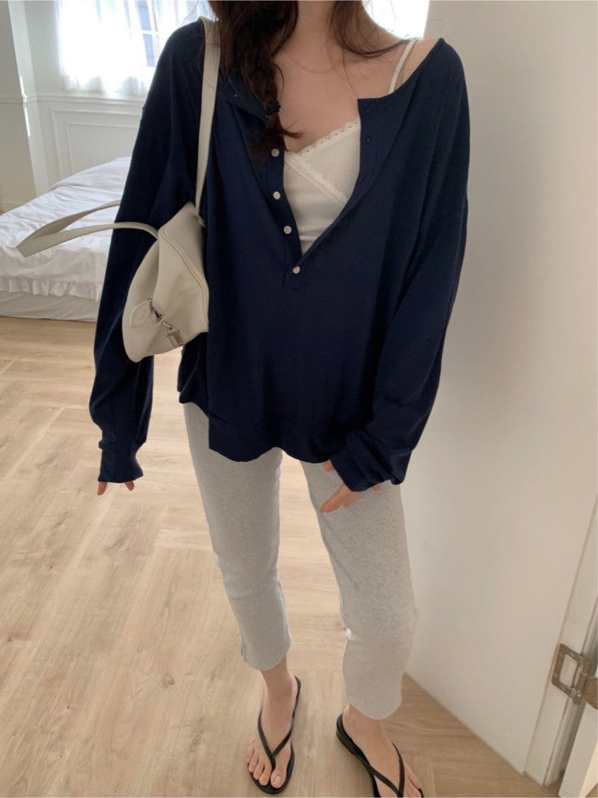 rib capri pants-2col