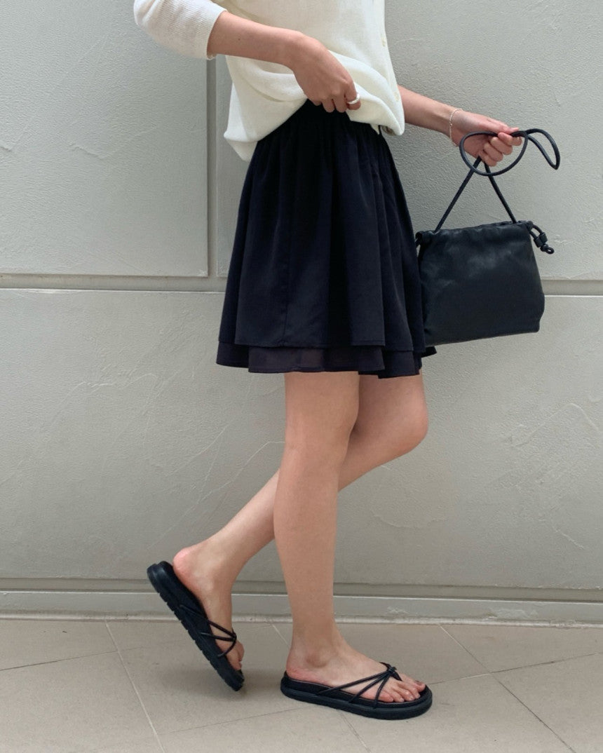 Sally layered tencel short skirt-2col