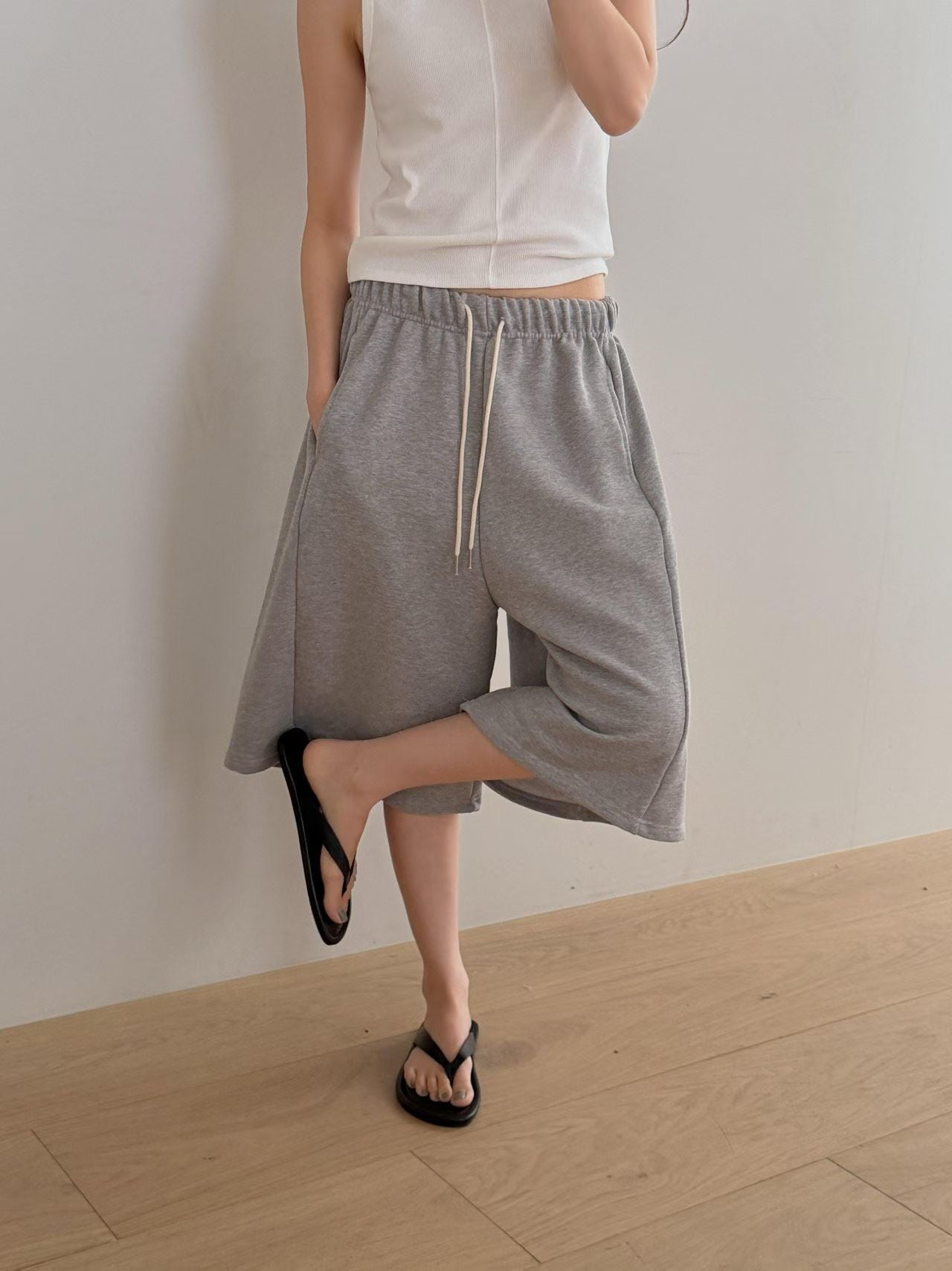 sweat half pants-3col