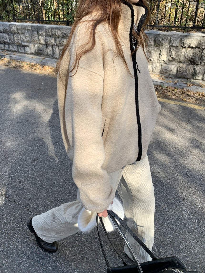 Cris fine wool dumble zip up jumper-3col