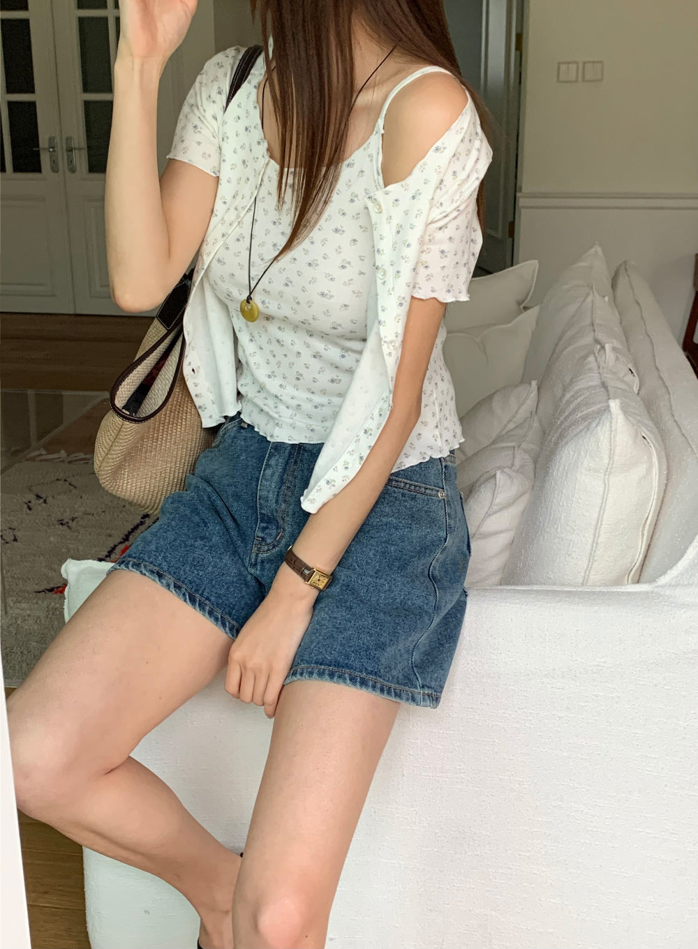 like sleeveless&cardigan set-2col