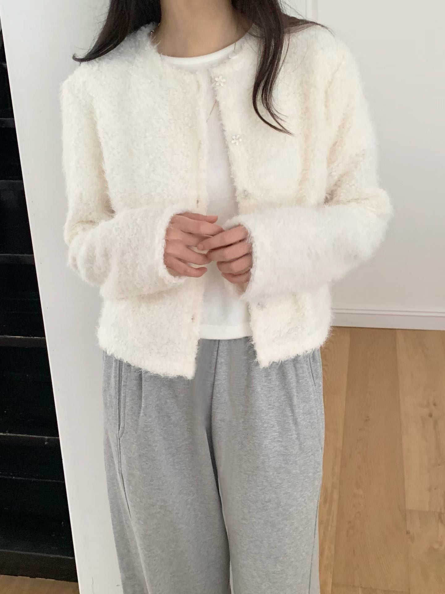 Teddy boucle cardigan-2col