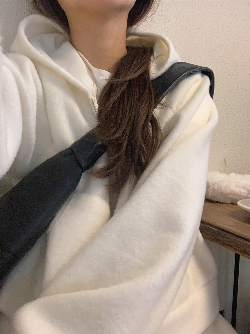 liter pony wool hood zip up-2col