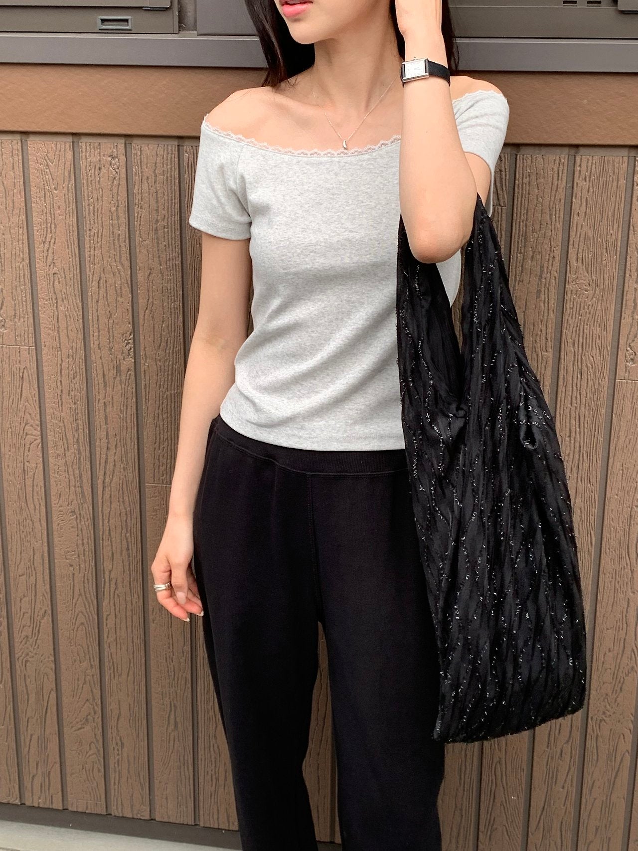 Lumiere texture shopper bag-2col