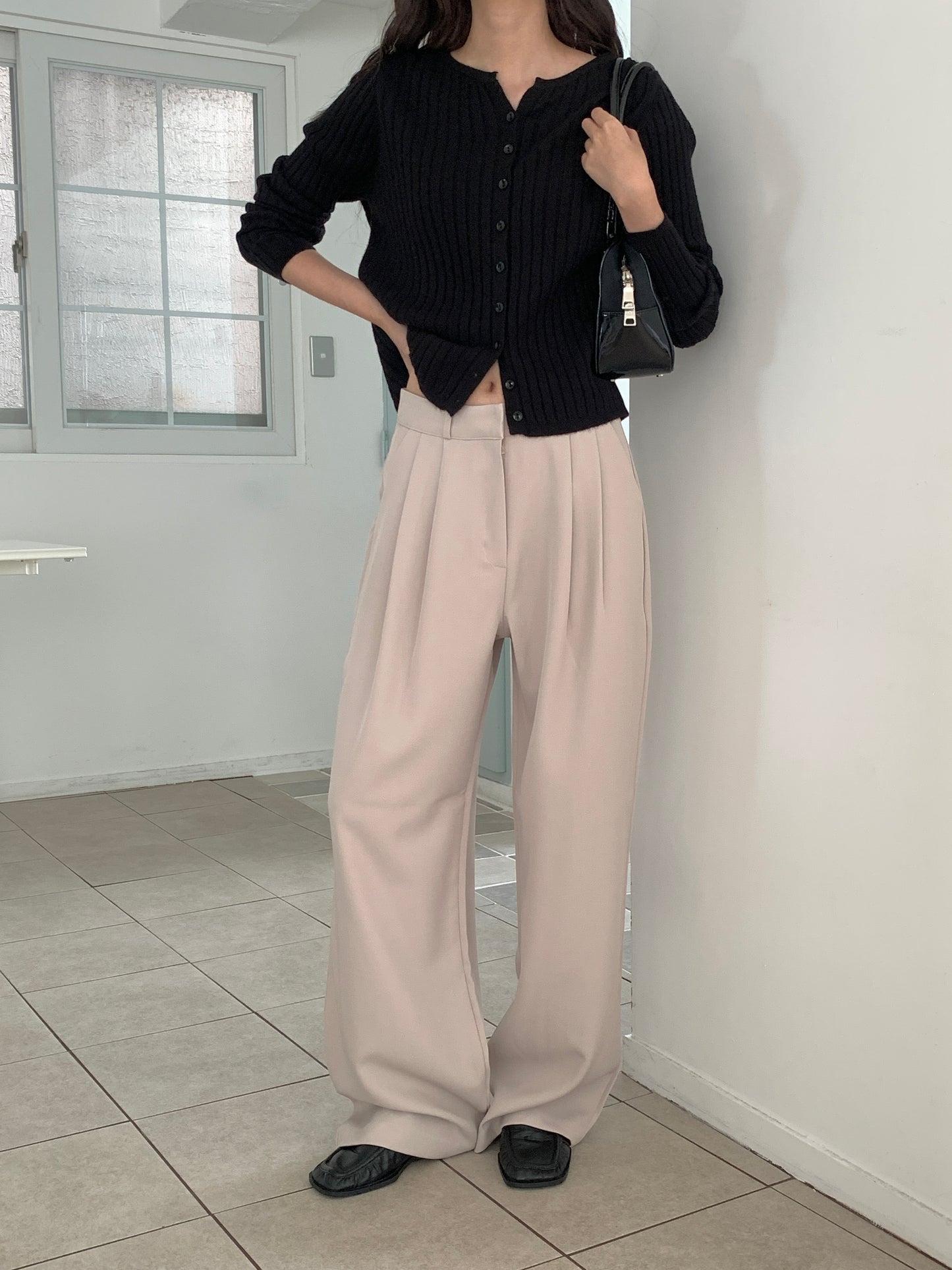 Fw two-pin tuck wide slacks-5colショート丈あり