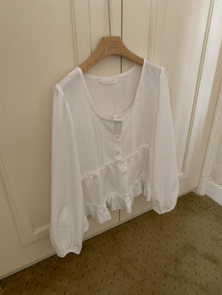 Cake pin tuck blouse-2col