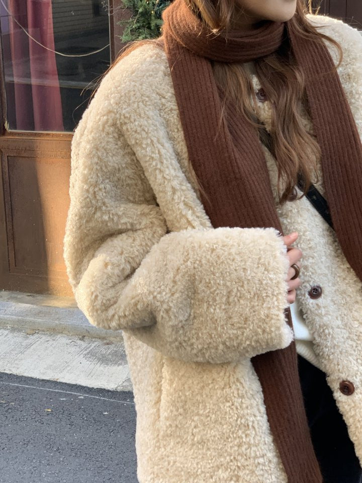 Lozan round neck fur jacket