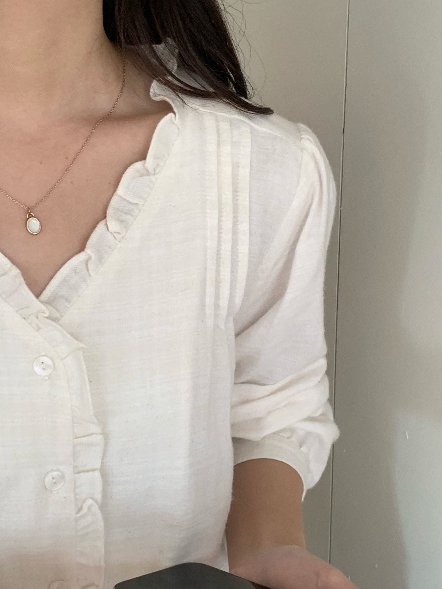 Plie frill gimo blouse-2col