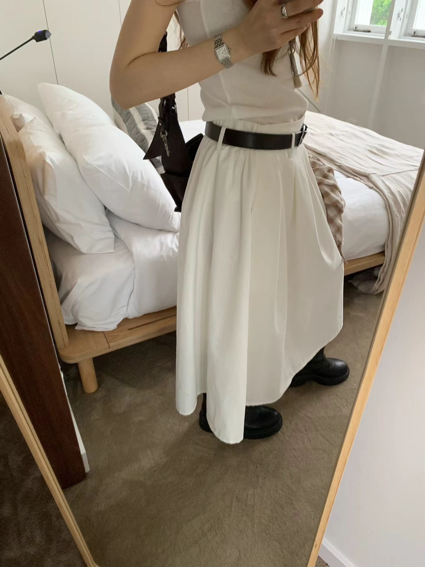 Ounce belted pleats skirt