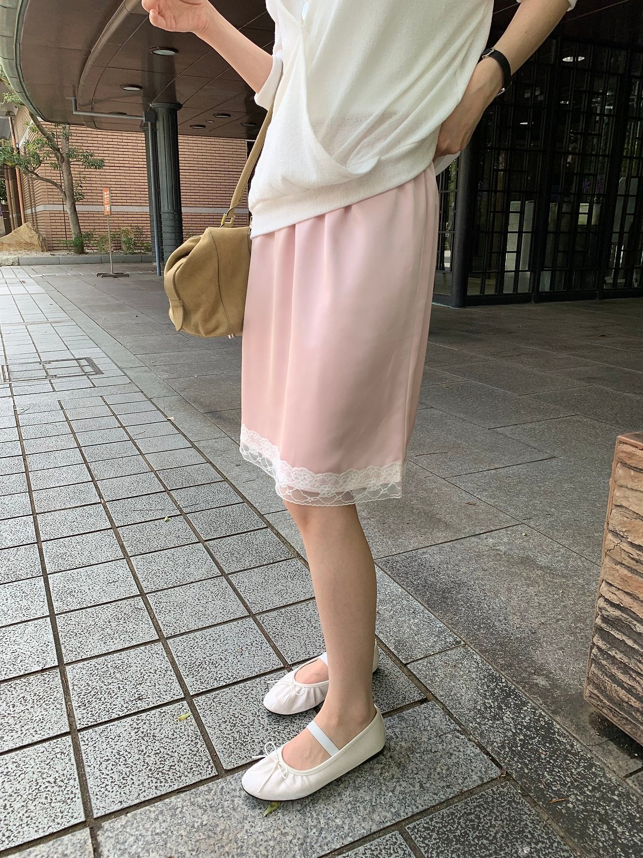 Bloom lace midi banding skirt-3col